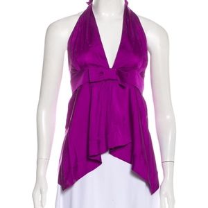 Gucci Purple Silk Low Cut Halter Top